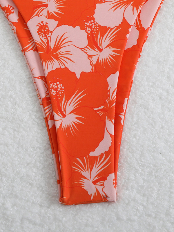 Norvielle Damen Halterneck-Bikini Blumenmuster