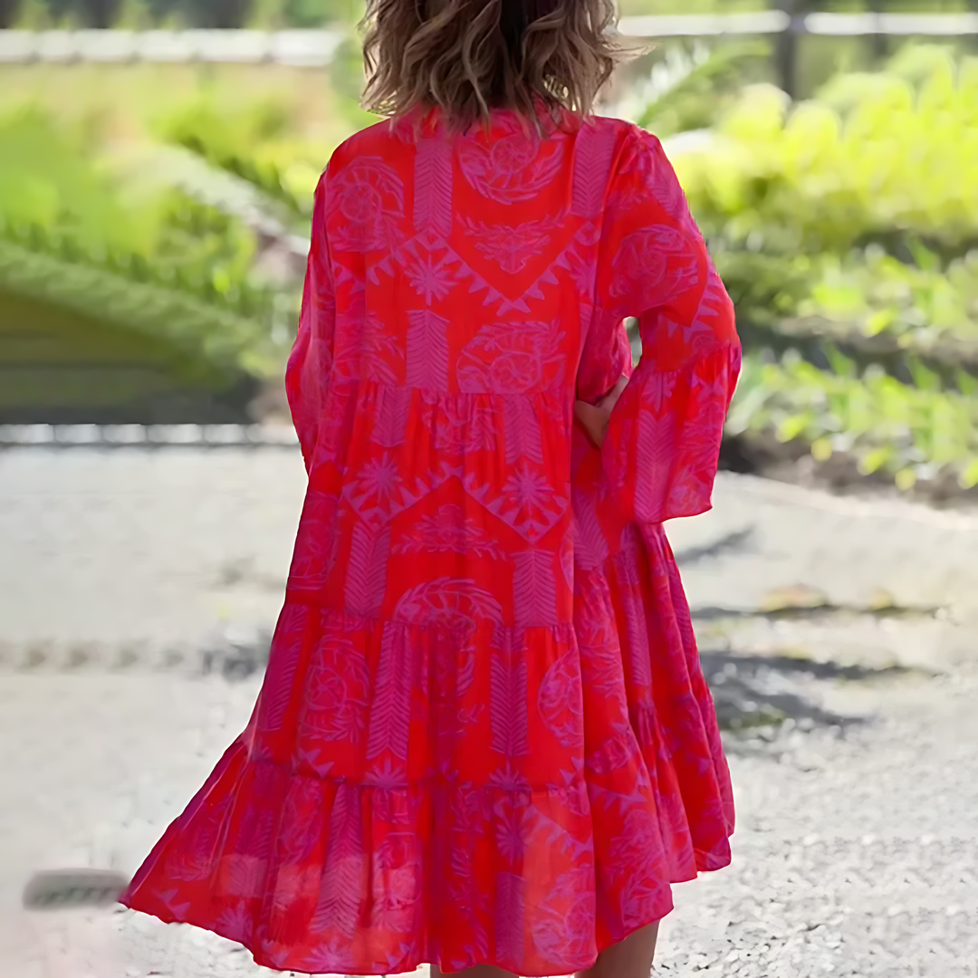 Damen V-Ausschnitt Midi Strandkleid