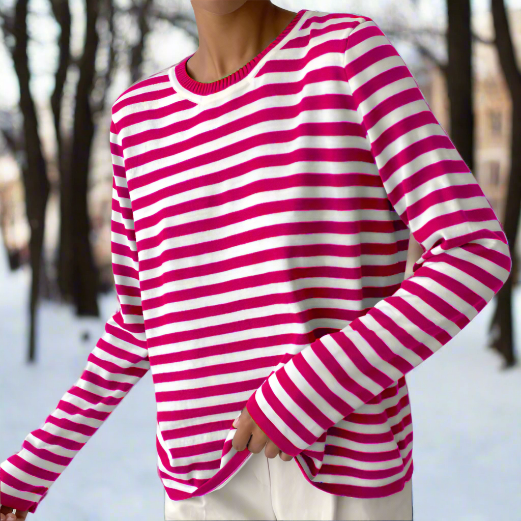 Damen Langarmshirt Lässig Gestreift