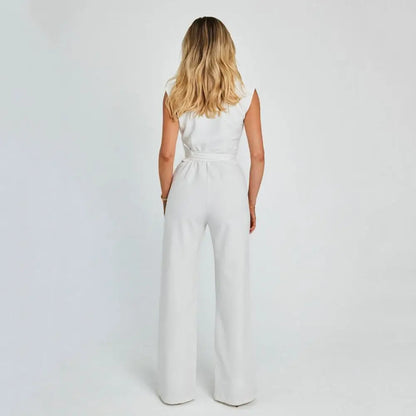 Elegante Damen Jumpsuit V-Ausschnitt
