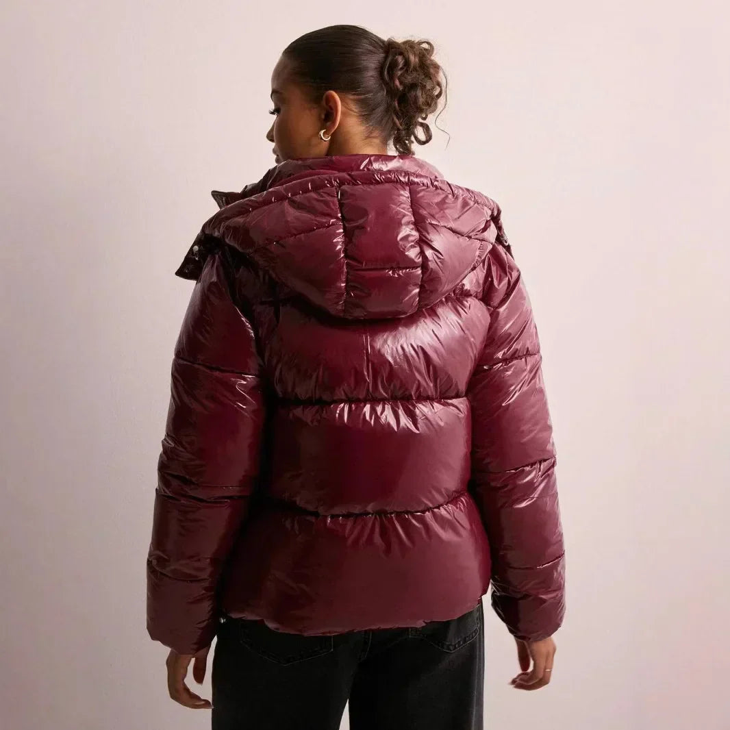 Damen Kurz-Pufferjacke Leicht Glänzend