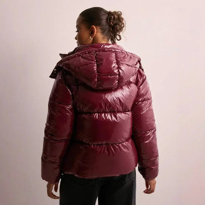 Damen Kurz-Pufferjacke Leicht Glänzend