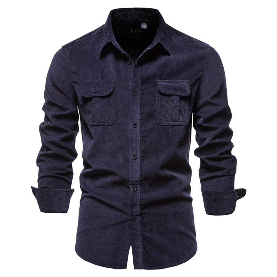 Herren Cordhosen-Hemd Warmes Komfort-Hemd Corduroy Beige