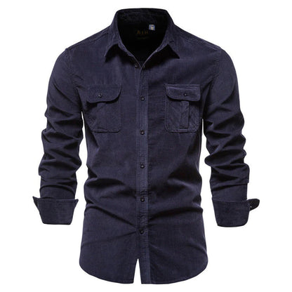 Herren Cordhosen-Hemd Warmes Komfort-Hemd Corduroy Beige