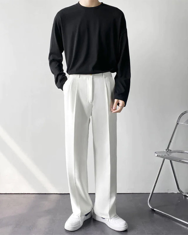 Enzo Herren Anzughose High-Waist Weites Bein