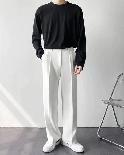 Enzo Herren Anzughose High-Waist Weites Bein