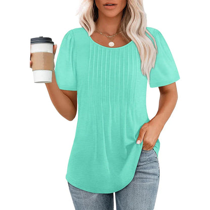 Damen T-Shirt Sommerlich Elegant Baumwolle Weiß