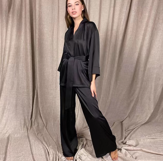 Norvielle Damen Pyjama-Set Weiches Satin - Norvielle