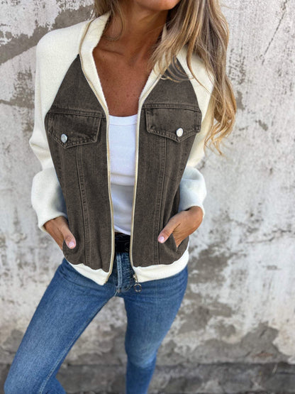 Damen Jacke Strukturiert Glatt