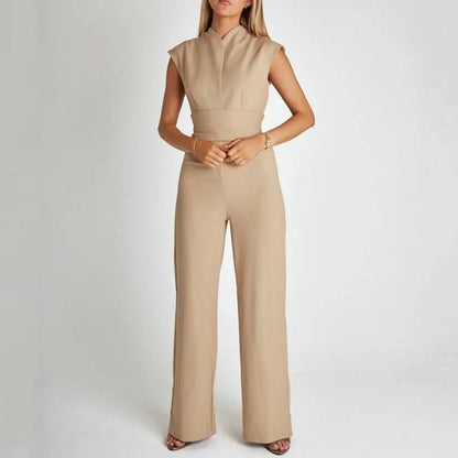 Elegante Damen Jumpsuit V-Ausschnitt