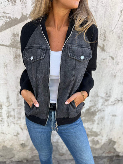Damen Jacke Strukturiert Glatt