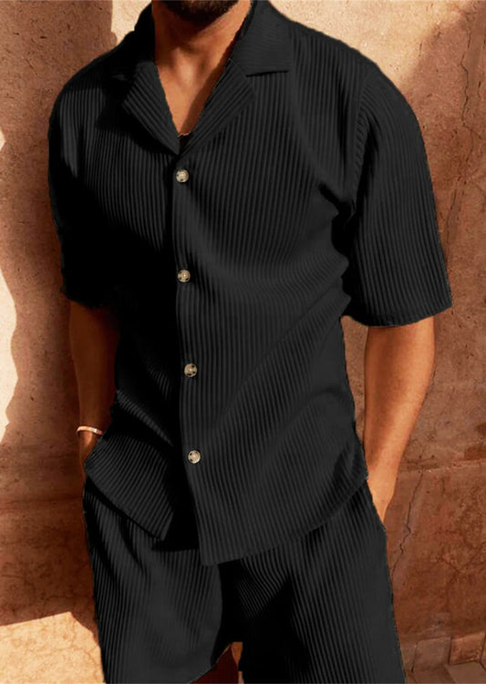 Herren Shorts Set mit gestreiftem Kurzarmhemd - Norvielle