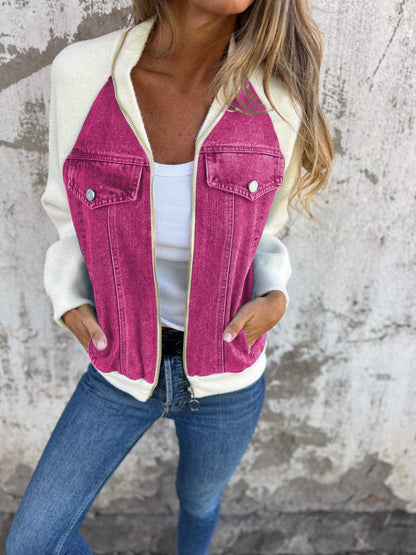Damen Jacke Strukturiert Glatt
