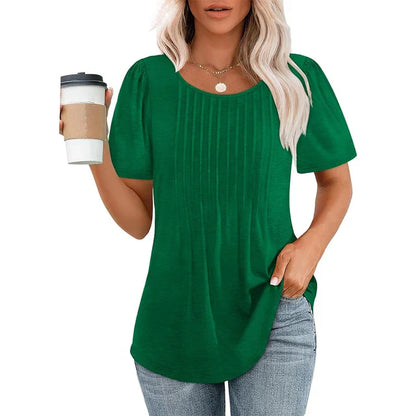 Damen T-Shirt Sommerlich Elegant Baumwolle Weiß
