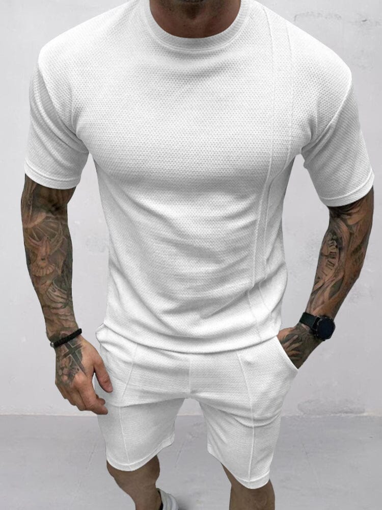 Renzo Herren T-Shirt Set Baumwolle Weiß