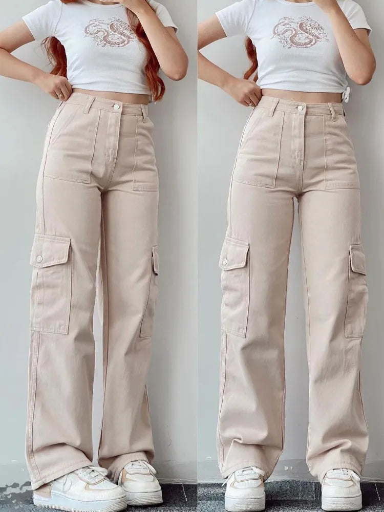 Damen Cargohose Bequem Mit Taschen