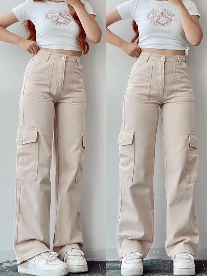 Damen Cargohose Bequem Mit Taschen