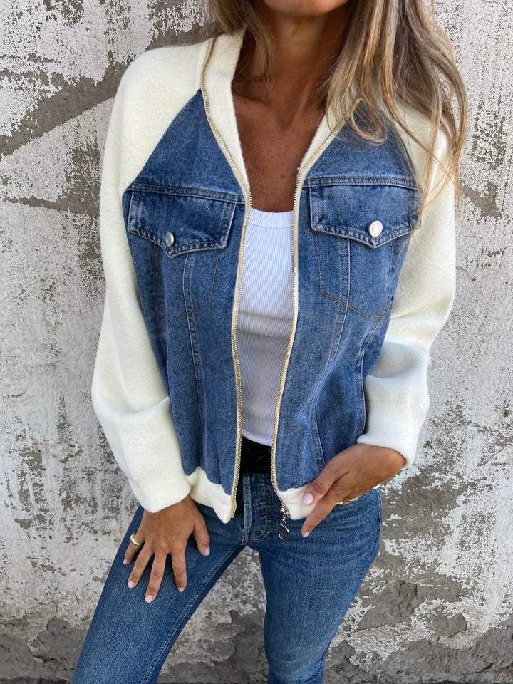 Damen Jacke Strukturiert Glatt
