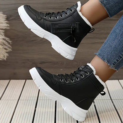 Damen Schneestiefel Warm Isoliert Schwarz - Norvielle