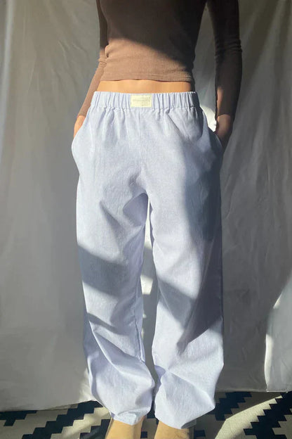 Damen Loose Fit Hose Gestreift Elastisch