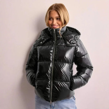 Damen Kurz-Pufferjacke Leicht Glänzend