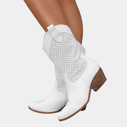 Damen Cowboystiefel Komfortleder Schwarz - Norvielle