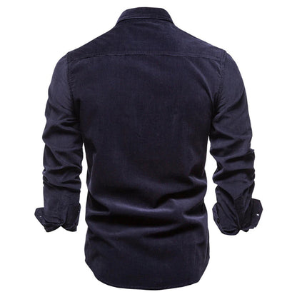 Herren Cordhosen-Hemd Warmes Komfortshirt Corduroy Beige