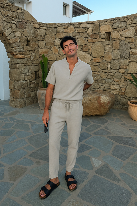 Herren Lounge-Set Polo Stehkragen Hose - Norvielle