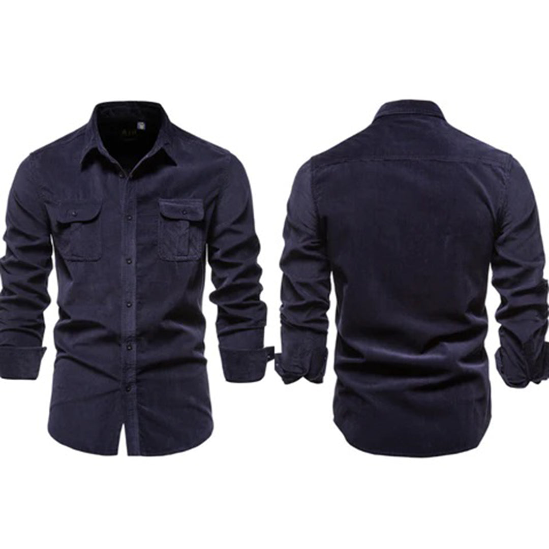 Herren Cordhosen-Hemd Warmes Komfort-Hemd Corduroy Beige