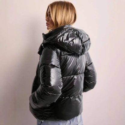 Damen Kurz-Pufferjacke Leicht Glänzend
