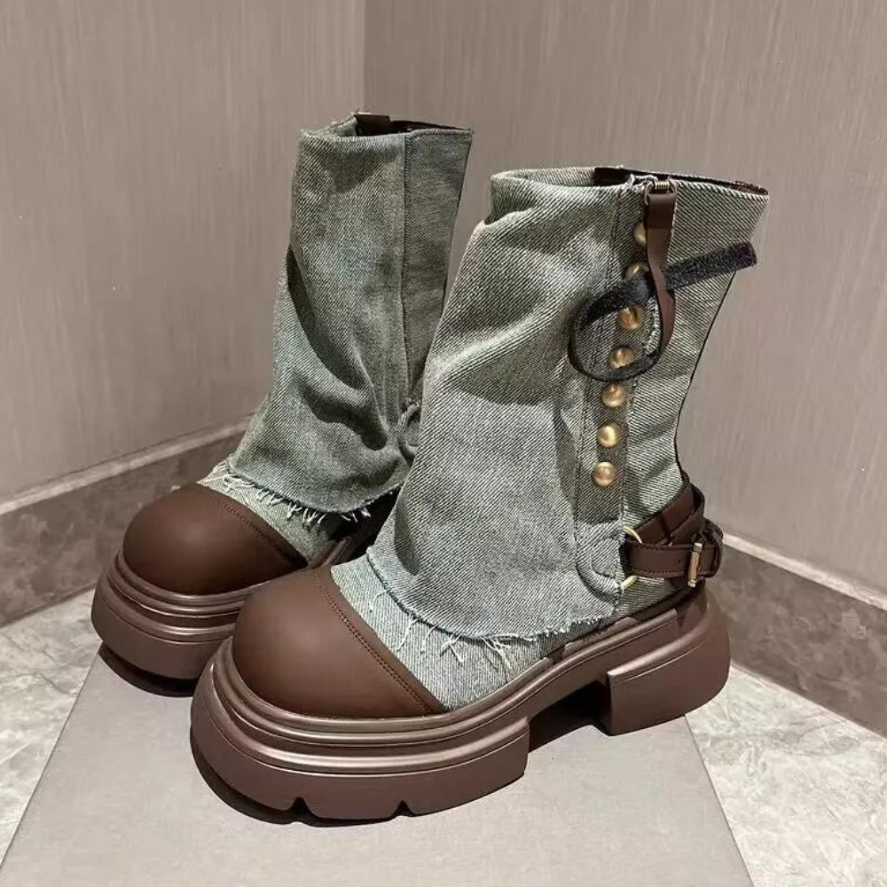 Keona Damen Denim Stiefel Winter Schwarz - Norvielle