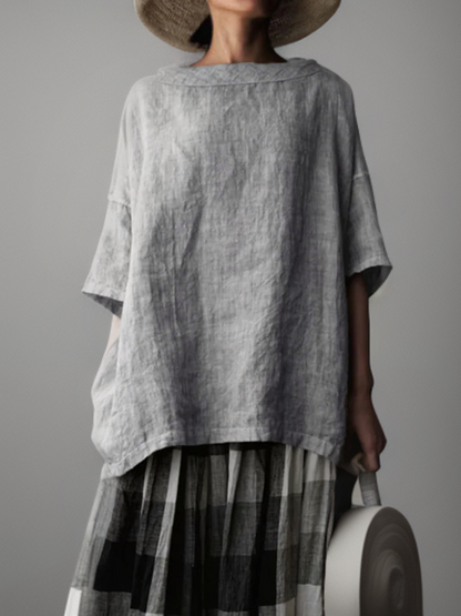 Norvielle Damen Oversized Tunika mit Boot-Halskette