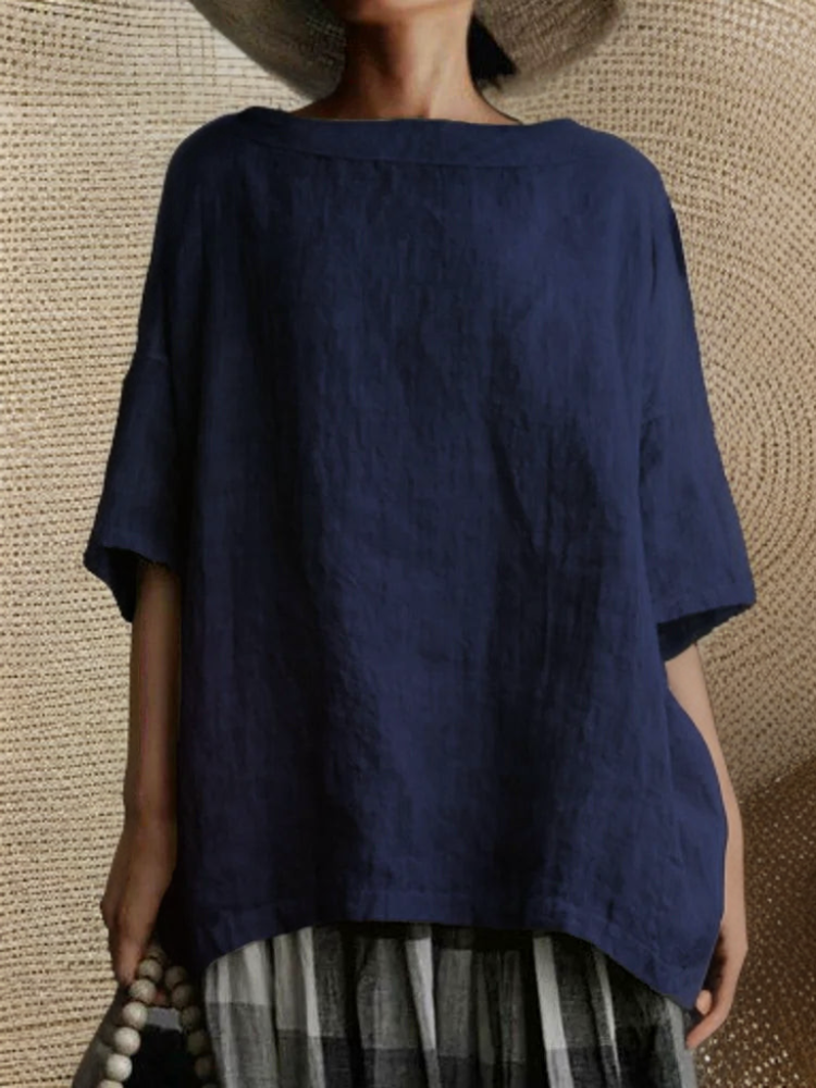 Norvielle Damen Oversized Tunika mit Boot-Halskette