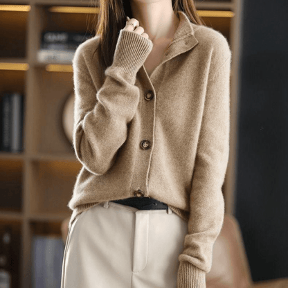 Damen Cashmere Gilet Strickoptik Beige