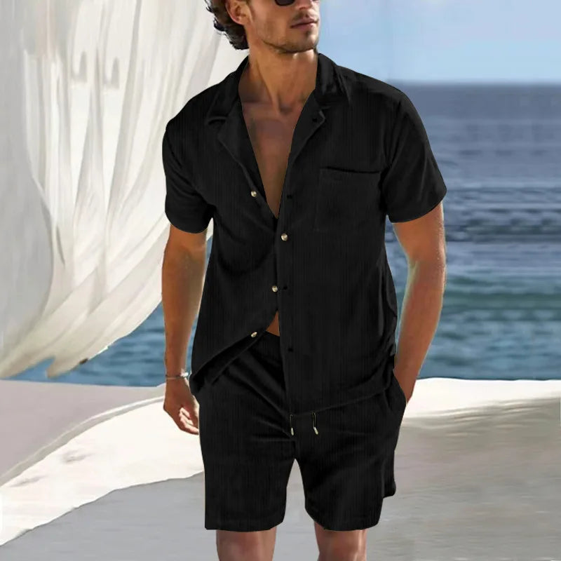 Herren Shorts Set Kurzarmhemd Sommerstil