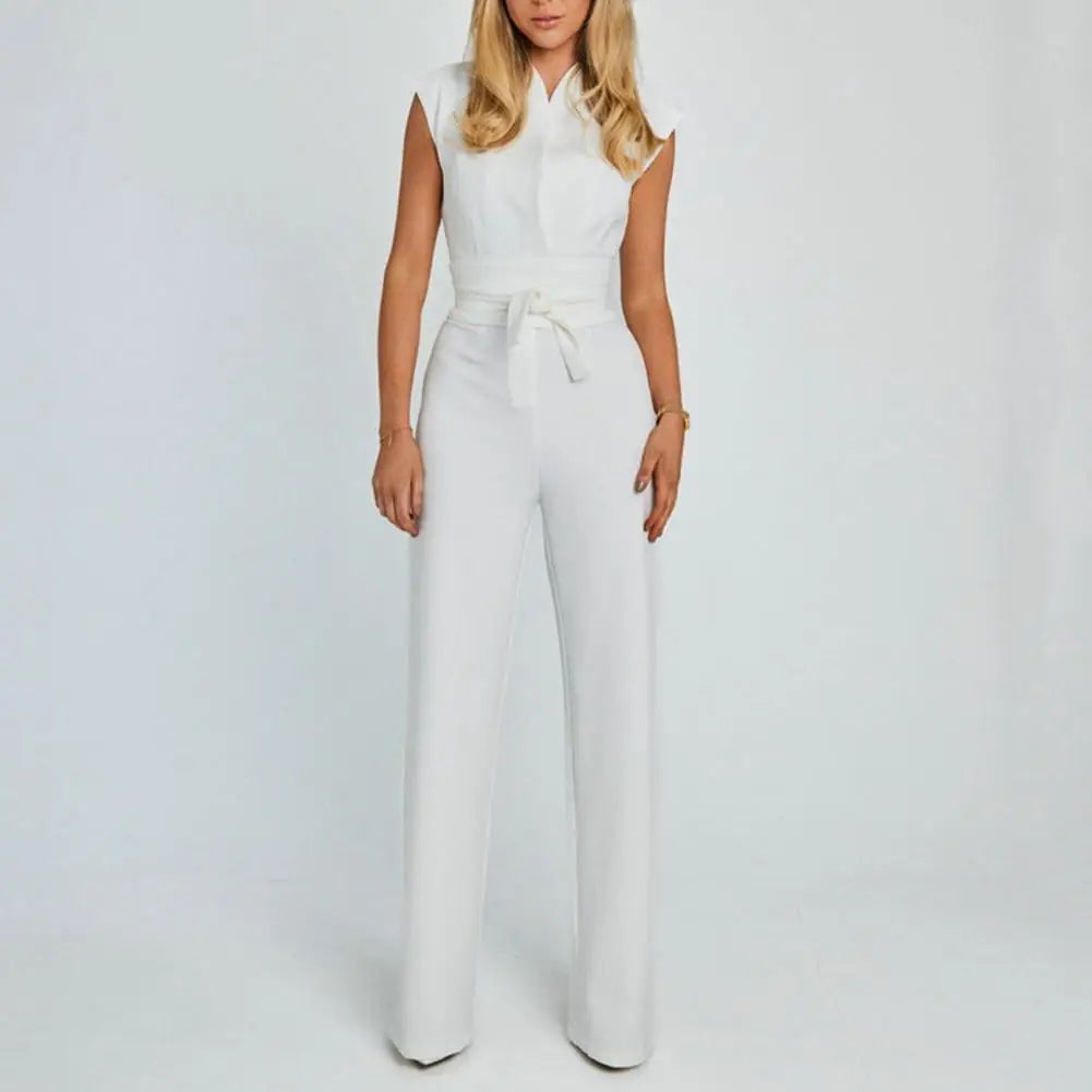 Elegante Damen Jumpsuit V-Ausschnitt