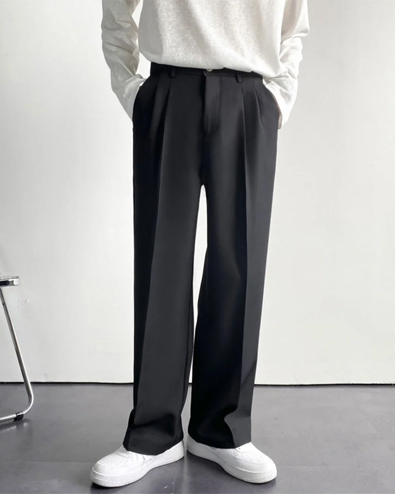Enzo Herren Anzughose High-Waist Weites Bein