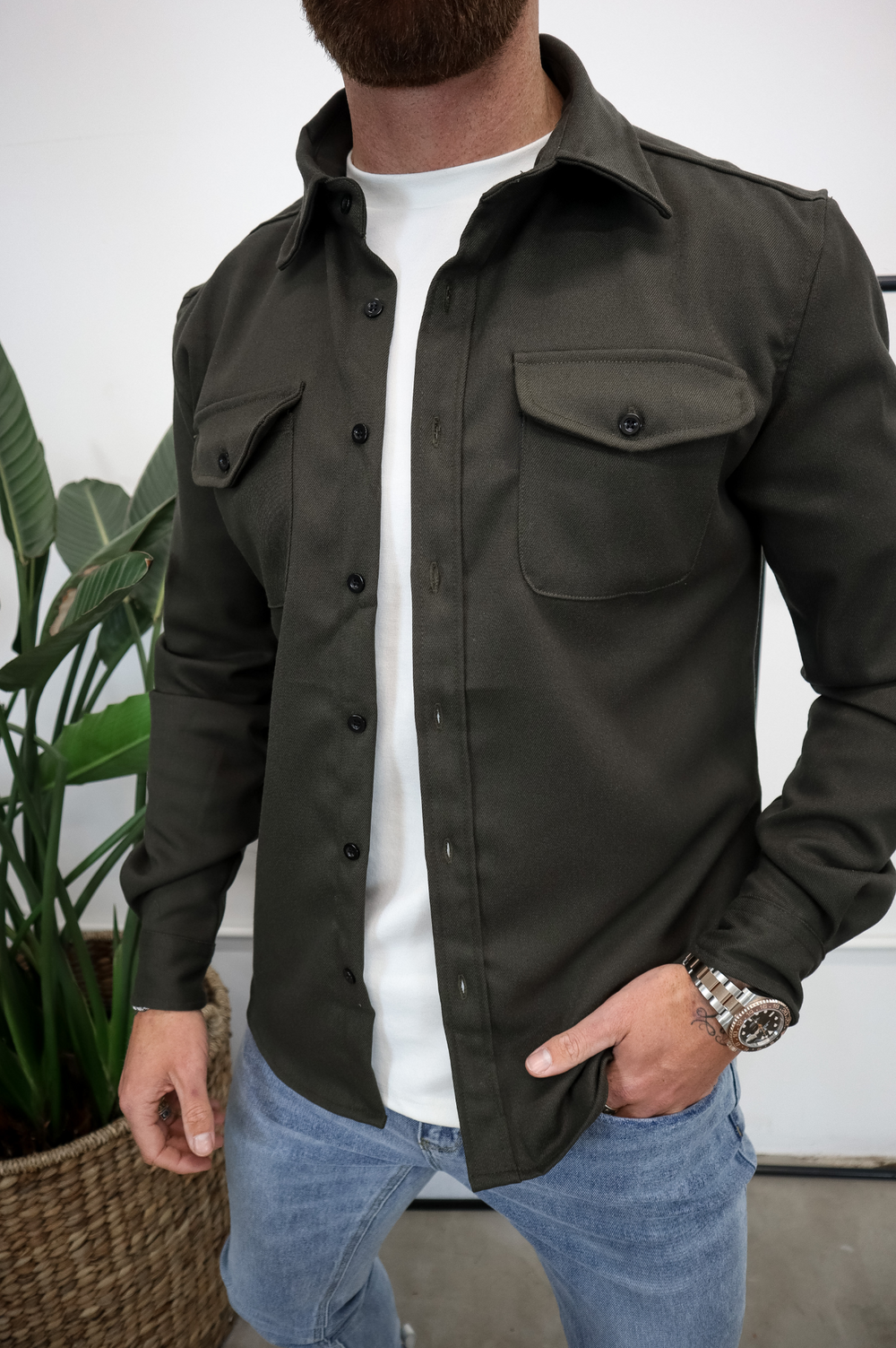 Herren Hemdjacke mit Brusttaschen