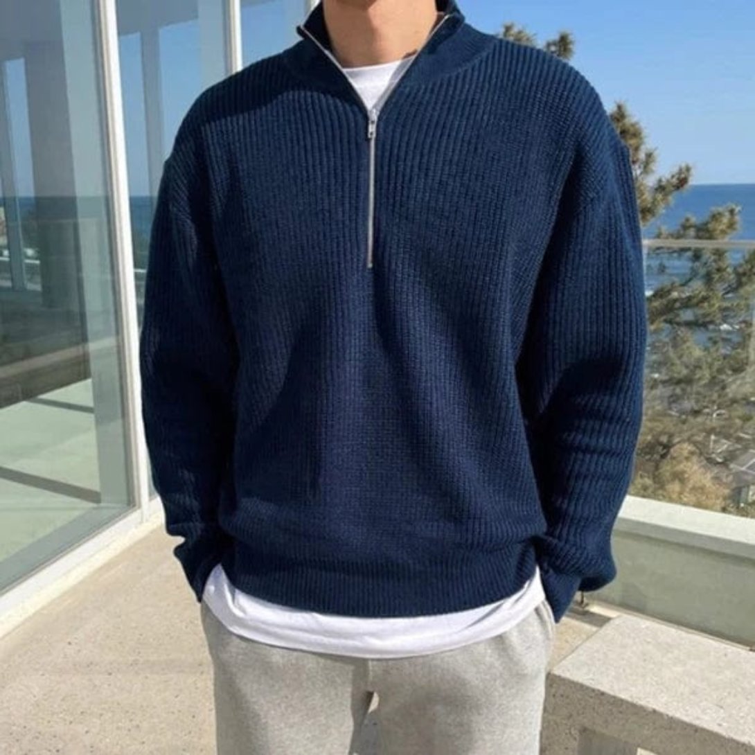 Herren Halbzip Pullover Strukturierter Schnitt Stehkragen - Norvielle