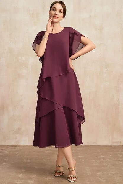 Damen Klassisches Chiffon Kleid Weiches Elegantes
