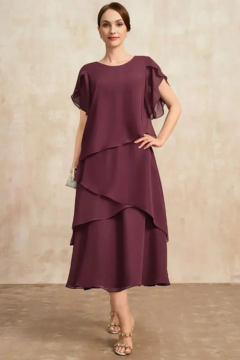 Damen Klassisches Chiffon Kleid Weiches Elegantes