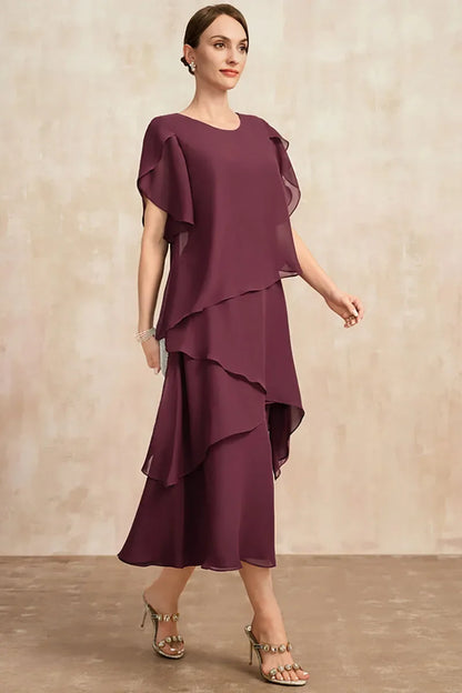 Damen Klassisches Chiffon Kleid Weiches Elegantes