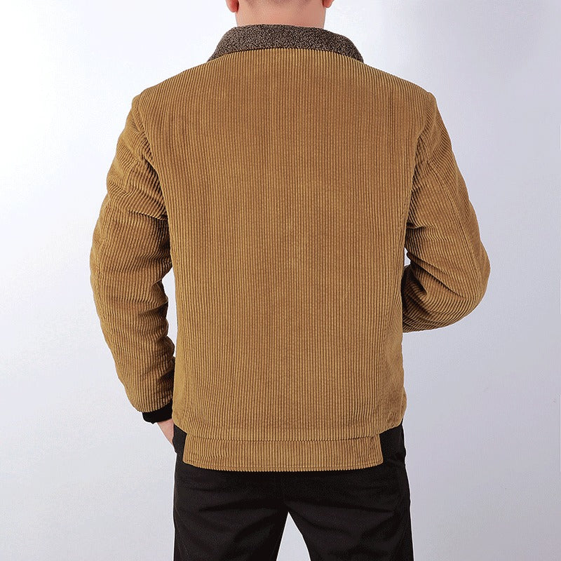 Herren Cordbomberjacke Fleecekraag Gepolstert