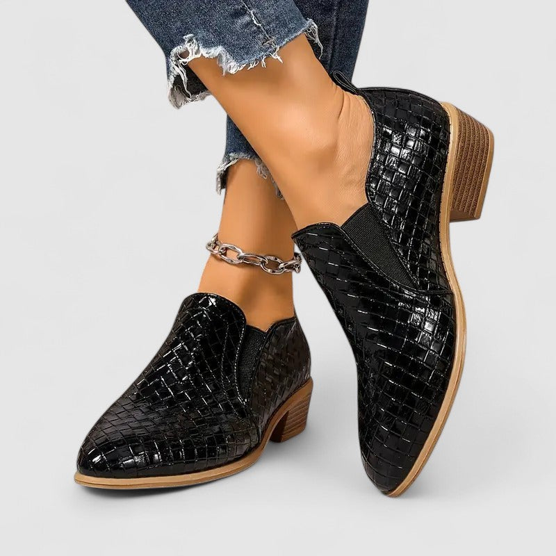 Damen loafers Kroko-Optik Blockabsatz - Norvielle