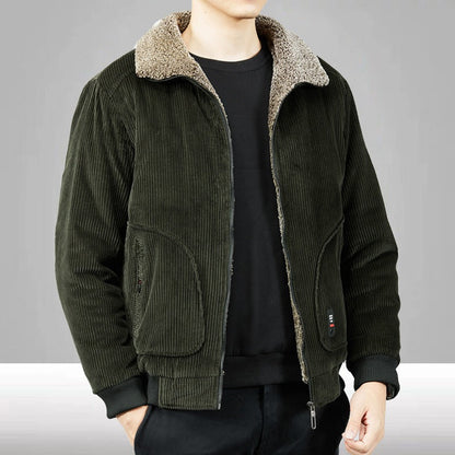 Herren Cordbomberjacke Fleecekraag Gepolstert
