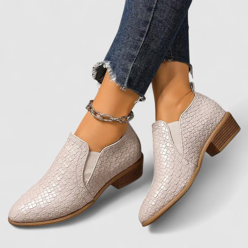 Damen loafers Kroko-Optik Blockabsatz