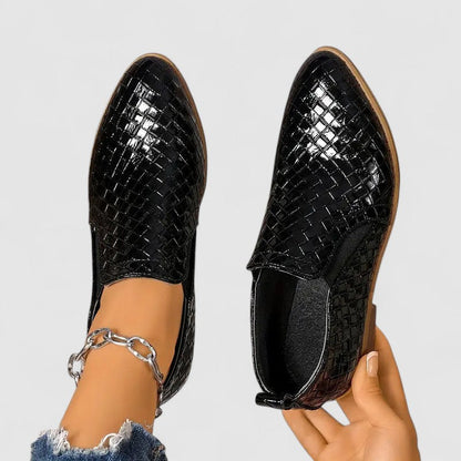 Damen loafers Kroko-Optik Blockabsatz