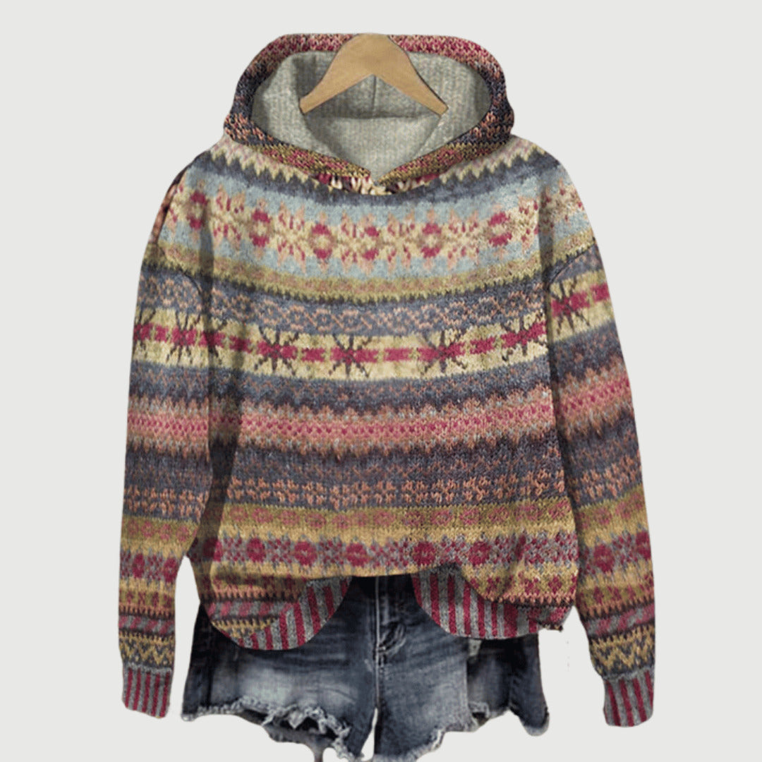 Damen Hoodie Gemustert Komfortabel Schwarz - Norvielle