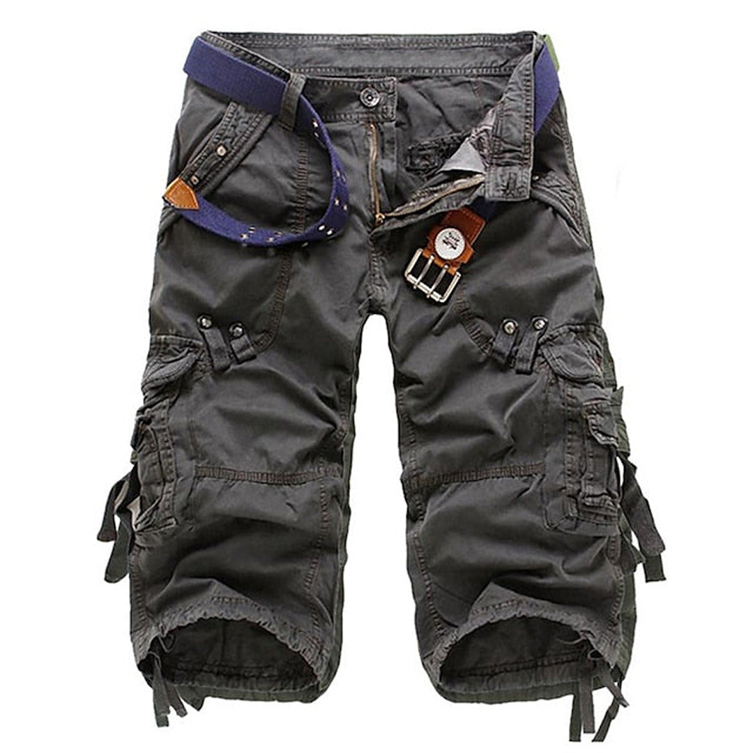 Herren Cargo-Shorts Multi-Taschen Gürtel Baumwolle Beige