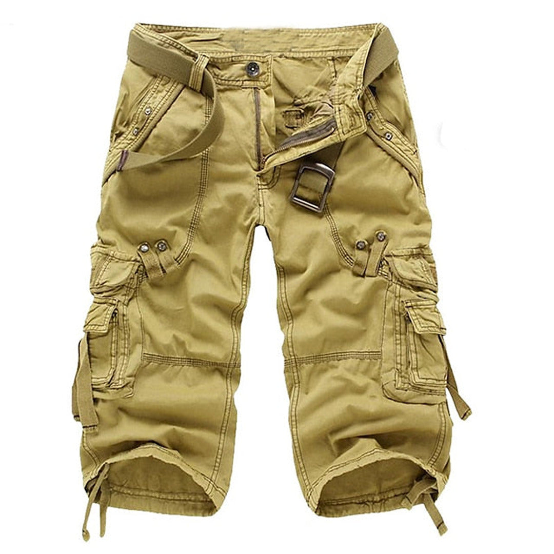 Herren Cargo-Shorts Multi-Taschen Gürtel Baumwolle Beige